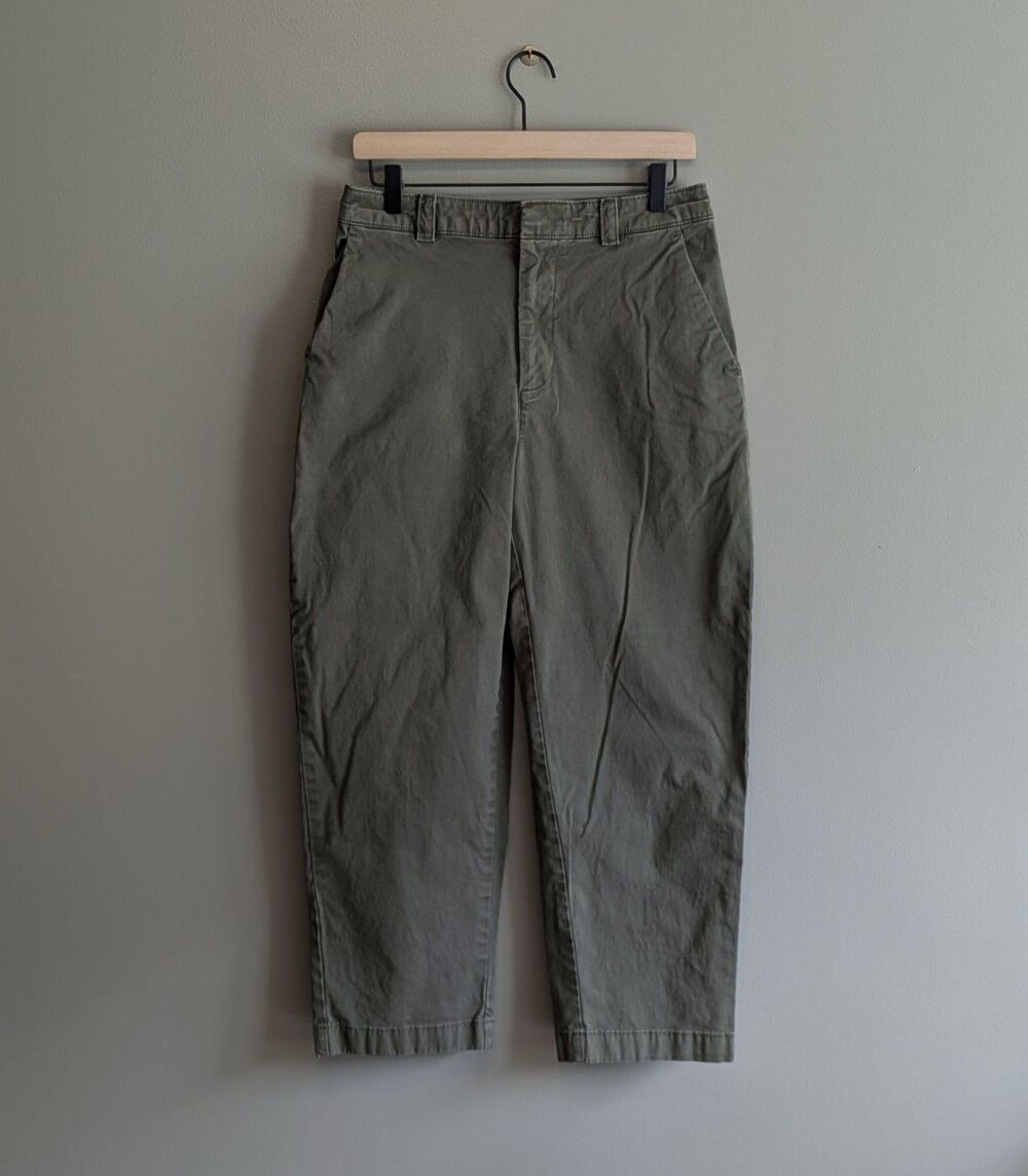 Gap Womens 4 Small Straight Up Khaki Pants Olive Army Green Chino Cotton Utility